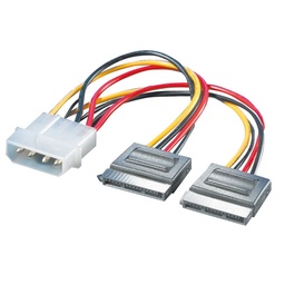 [SATA-CAB1050] 11.03.1050 ROLINE Internal Y-Power Cable, 4-Pin HDD to 2x SATA, 0.12 m