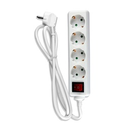 [8826] VT-1164-4 Bloc multiprise 4X avec interrupteur et câble 1,5m blanc